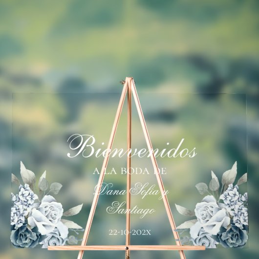 Panneau acrylique gelé de bienvenue du Mariage flo (Neutre)