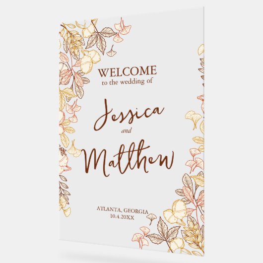 Panneau Acrylique Mariage de feuillage d'automne m (Angle)