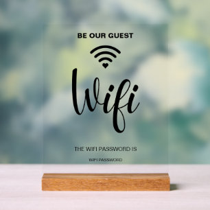 Panneau acrylique minimaliste blanc simple Wifi