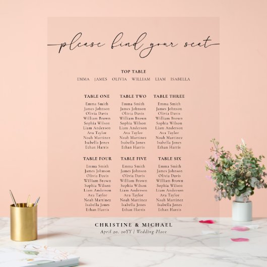 Panneau acrylique moderne Mariage 7 tables (Mariage)