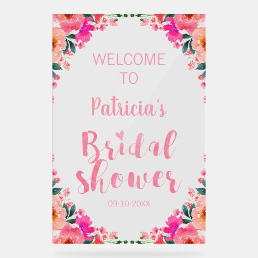 Panneau acrylique rose Fête des mariées florale Bi (Recto)