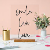 Panneau acrylique Smile, Live, Laugh – Inspiration (Mariage)