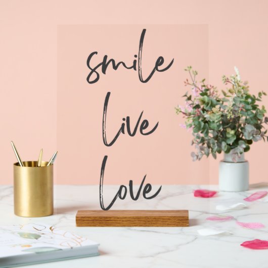 Panneau acrylique Smile, Live, Laugh – Inspiration (Mariage)