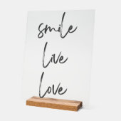 Panneau acrylique Smile, Live, Laugh – Inspiration (Angle)