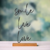 Panneau acrylique Smile, Live, Laugh – Inspiration (Neutre)