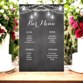 Panneau Affiche Menu Bar Mariage Rustique Noir Bla
