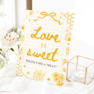 Panneau Amour Sucré Abeille à Carreaux Jaune Moder