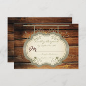 Panneau antique Cartes RSVP Mariage campagnard Rus (Devant / Derrière)