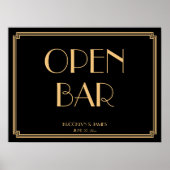 Panneau Art Déco Gold Gatsby Mariage Open Bar 24x1 (Devant)