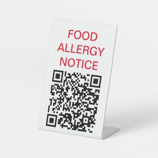 Panneau - Avis d'allergie alimentaire Code QR (Recto)