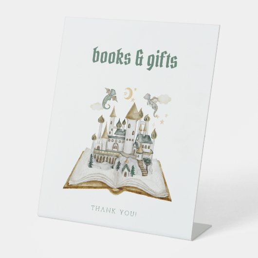 Panneau Baby shower Castle Dragon Livres & Cadeaux (Recto)
