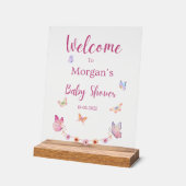 Panneau Baby shower d'accueil papillon (Angle)