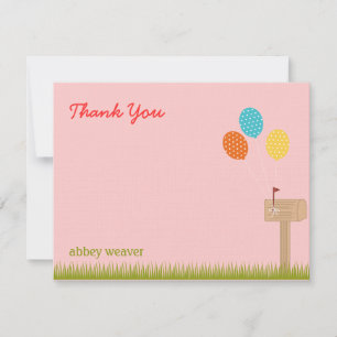 Panneau Ballons Carte de remerciements plat - rose