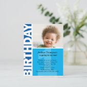 Panneau bleu 1er Invitation anniversaire (Debout devant)