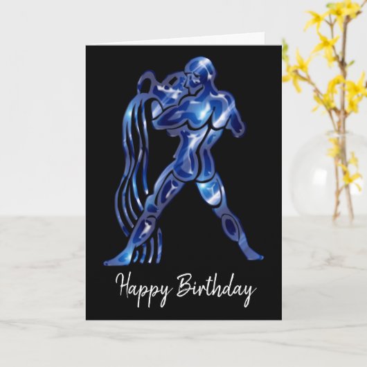 Panneau bleu Aquarius Carte d'anniversaire (Fleur jaune)
