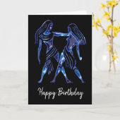Panneau bleu Gemini Carte d'anniversaire (Fleur jaune)