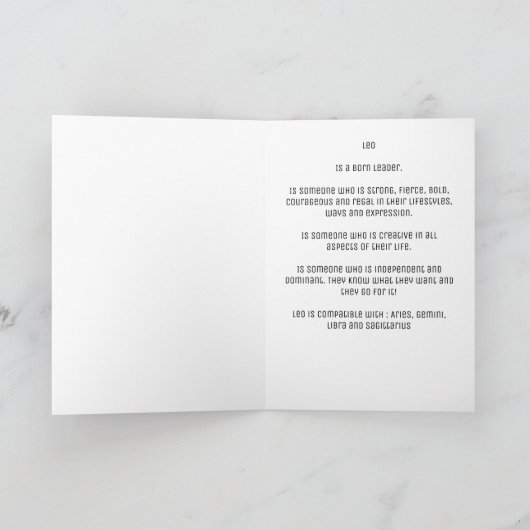 Panneau bleu Leo Carte d'anniversaire (Intérieur)