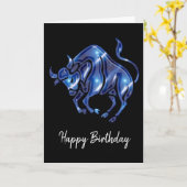 Panneau bleu Taurus Carte d'anniversaire (Fleur jaune)