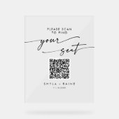 Panneau Boho QR Clear Acrylique Mariage de siège (Recto)
