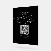 Panneau Boho QR noir Mariage acrylique Sièges (Angle)