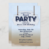 Panneau Bois blanc Plage Invitations tropicales (Devant / Derrière)