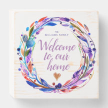 Panneau Bois de bienvenue Berry Watercolor