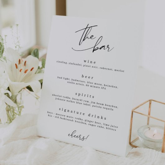 Panneau Boissons minimalistes du bar