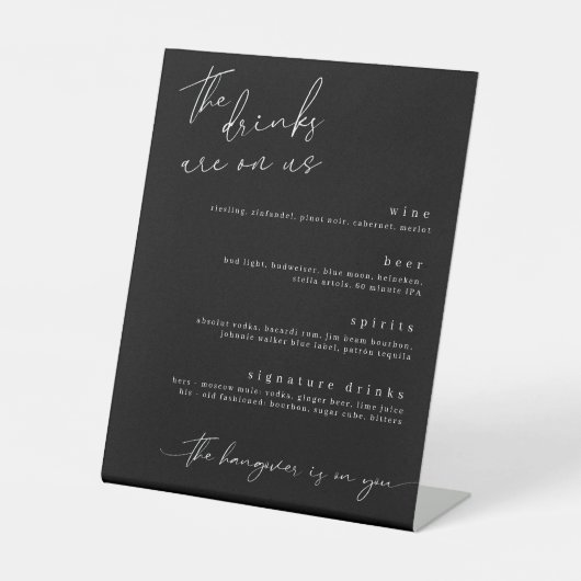 Panneau Boissons minimalistes sur nous (Recto)