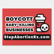 Panneau "Boycott Baby-Killing" 18x24" StopAbortion