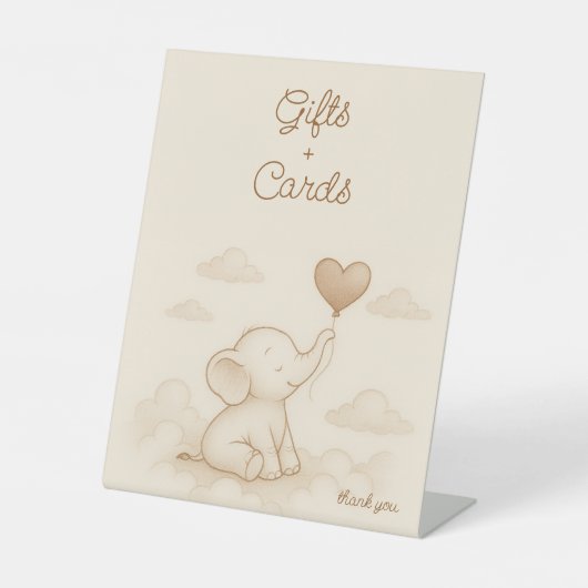 Panneau Cadeaux & Cartes pour Baby shower Eléphant (Recto)
