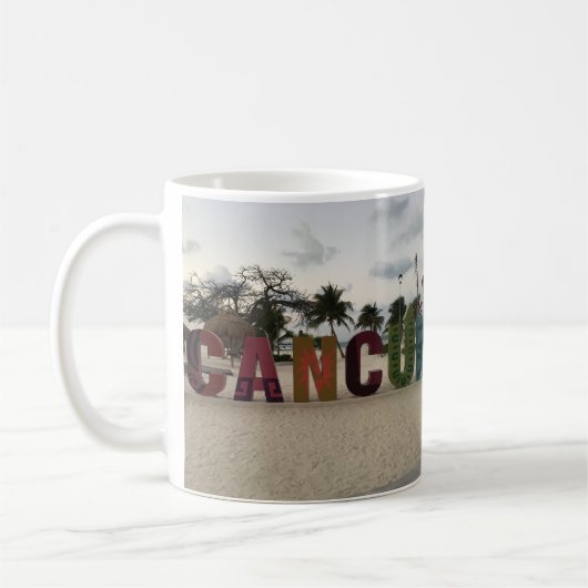 Panneau Cancun - Playa Delfines, Mexique Mug (Gauche)