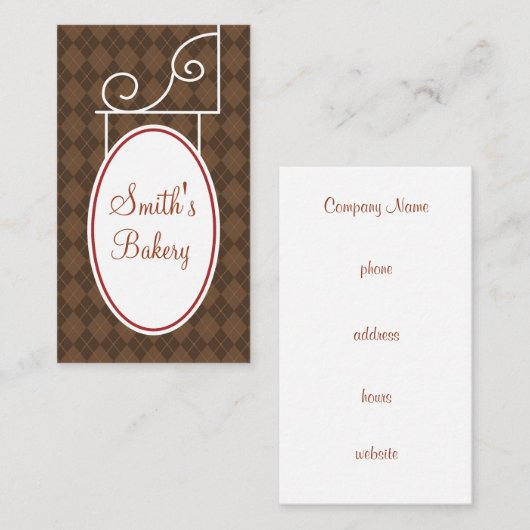 Panneau Carte de visite rouille Jacquard vintage (Devant / Derrière)