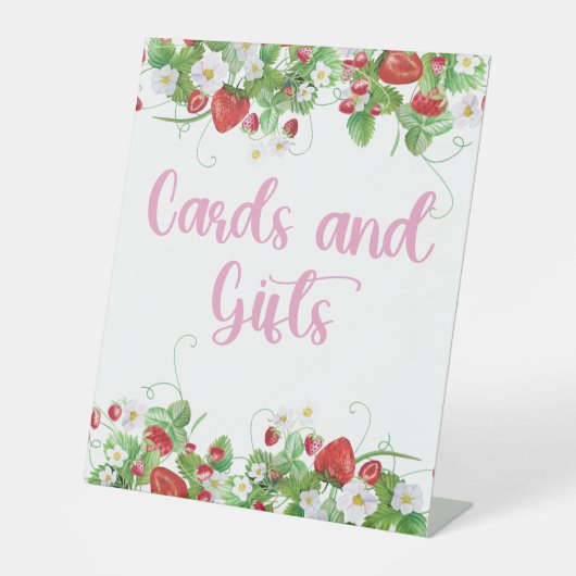 Panneau Cartes et cadeaux | Baby shower aux fraise (Recto)