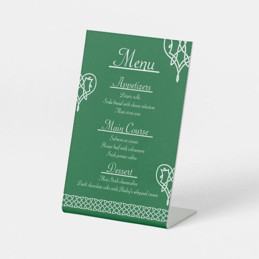 Panneau Celtic Weave Hearts in Green Pedestal (Recto)