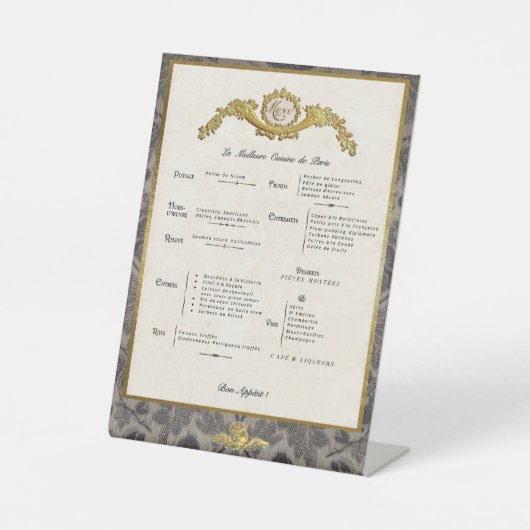 Panneau central du menu français (Recto)