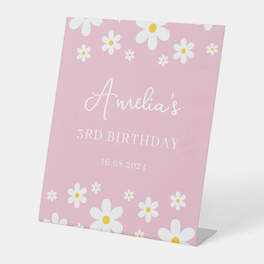 Panneau central Floral Daisy rose Anniversaire (Recto)