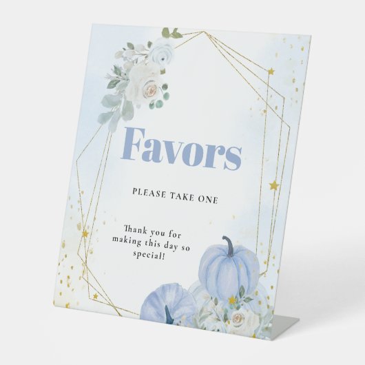 Panneau Citrouille bleu Automne Baby shower garçon (Recto)