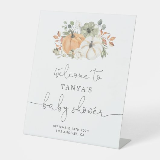 Panneau Citrouille d'automne Baby shower de bienve (Recto)