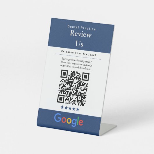 Panneau Code QR Avis | Avis Google | Dentiste (Recto)
