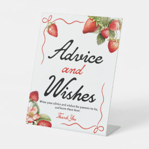 Panneau Conseils et voeux Baby shower aux fraise