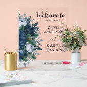 Panneau d'accueil en acrylique bleu marine (Mariage)