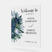 Panneau d'accueil en acrylique bleu marine (Angle)