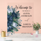 Panneau d'accueil en acrylique bleu marine (Mariage)