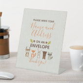 Panneau d'adresse de retour du Baby shower Woodlan (In SItu)