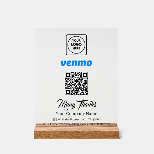 Panneau d'affichage blanc code QR Venmo pour payer (Recto)
