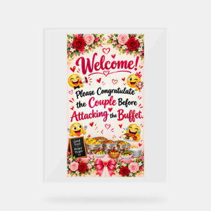 Panneau d'affiche de buffet de mariage drôle Déc