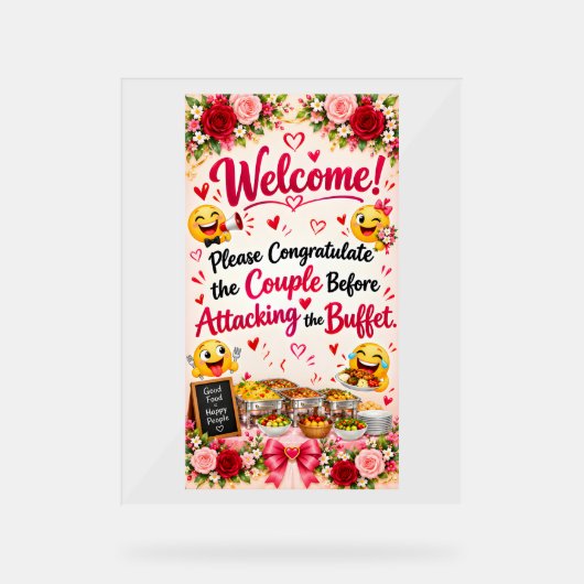 Panneau d'affiche de buffet de mariage drôle | Déc (Recto)