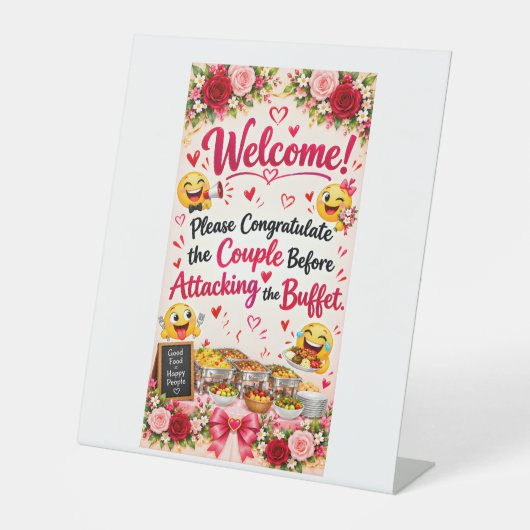 Panneau d'affiche de buffet de mariage drôle | Déc (Recto)