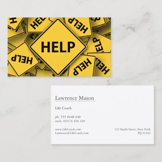 Panneau d'aide jaune - Carte de visite (Devant / Derrière)