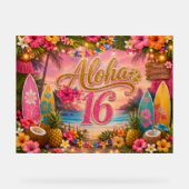 Panneau d'anniversaire Aloha Sweet 16 (Recto)